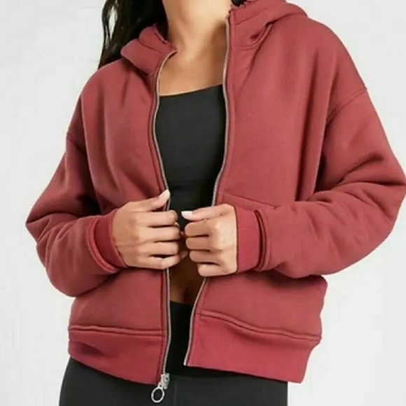 New ATHLETA Cozy Sherpa Reversible Jacket medium maple red - Picture 1 of 6